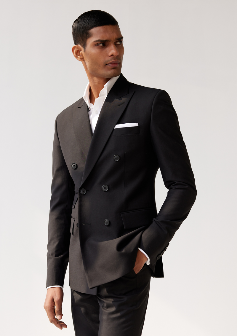 Black twill shop blazer